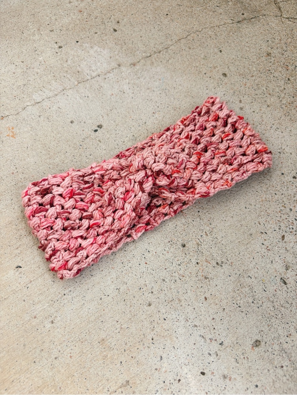 Handmade Puff Stitch Headband - Silk Yarn in Shades of Pink